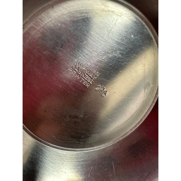 Vintage Norwegian Hagness Pewter Pitcher Folk Art Embossed Design #214 10'' Tall - Picture 4 of 8